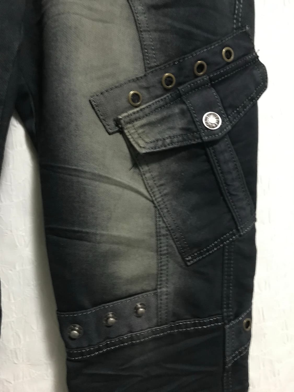 빈티지 y2k 펑크 아일렛 스터드 워싱 카고 팬츠 상품이미지4