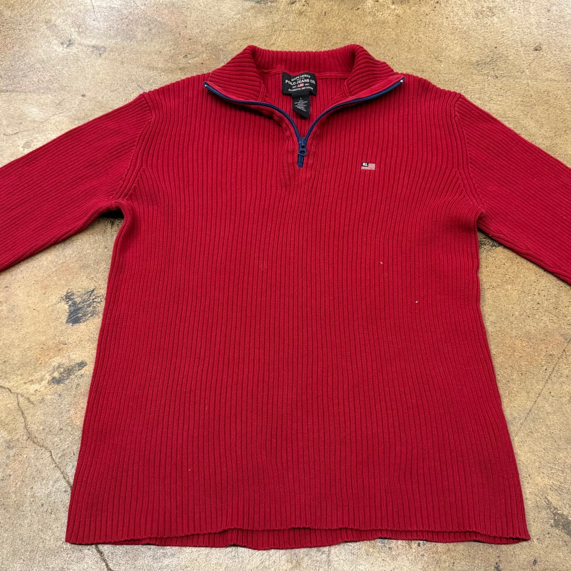 폴로 진스 레드 니트 반집업  상품이미지3