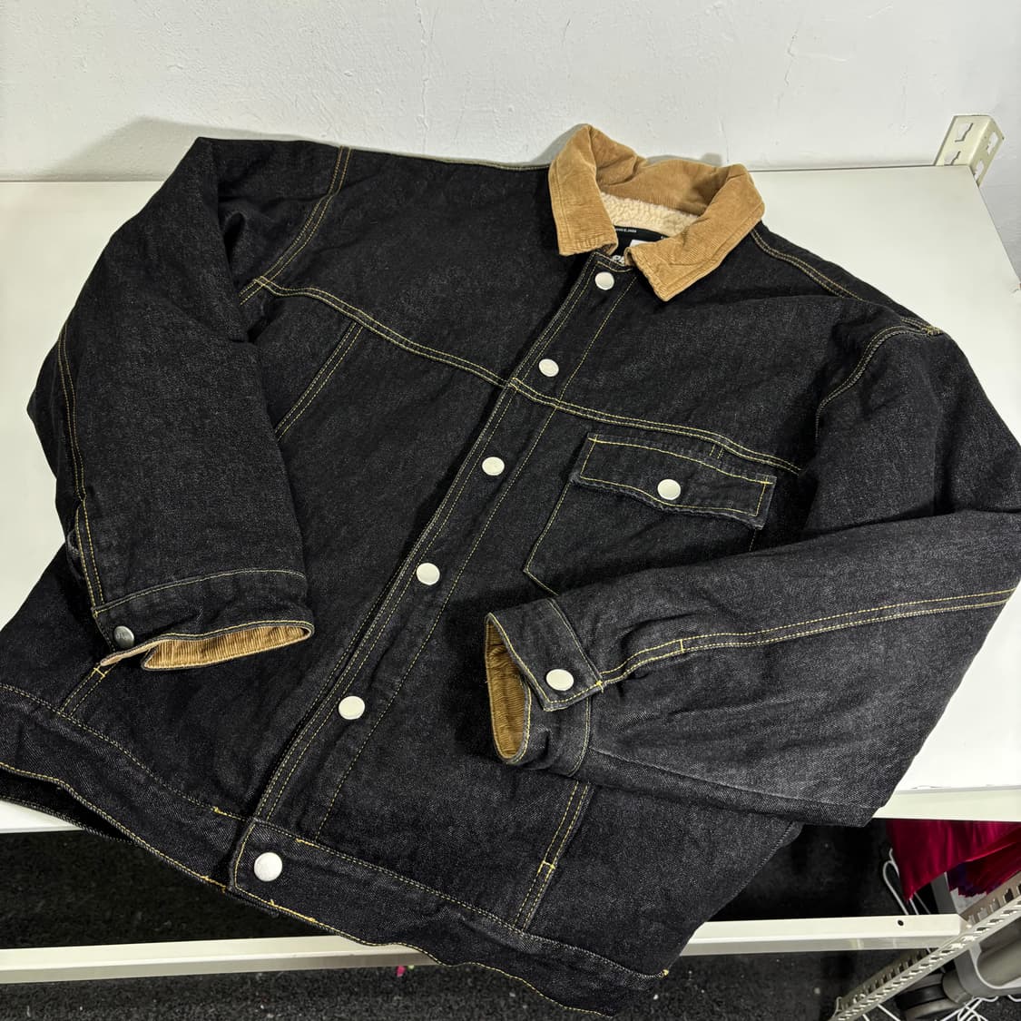 XL 퍼스텝 손목카라 양털안감 배색코듀로이 1세대 생지데님 쉐르파자켓 상품이미지1