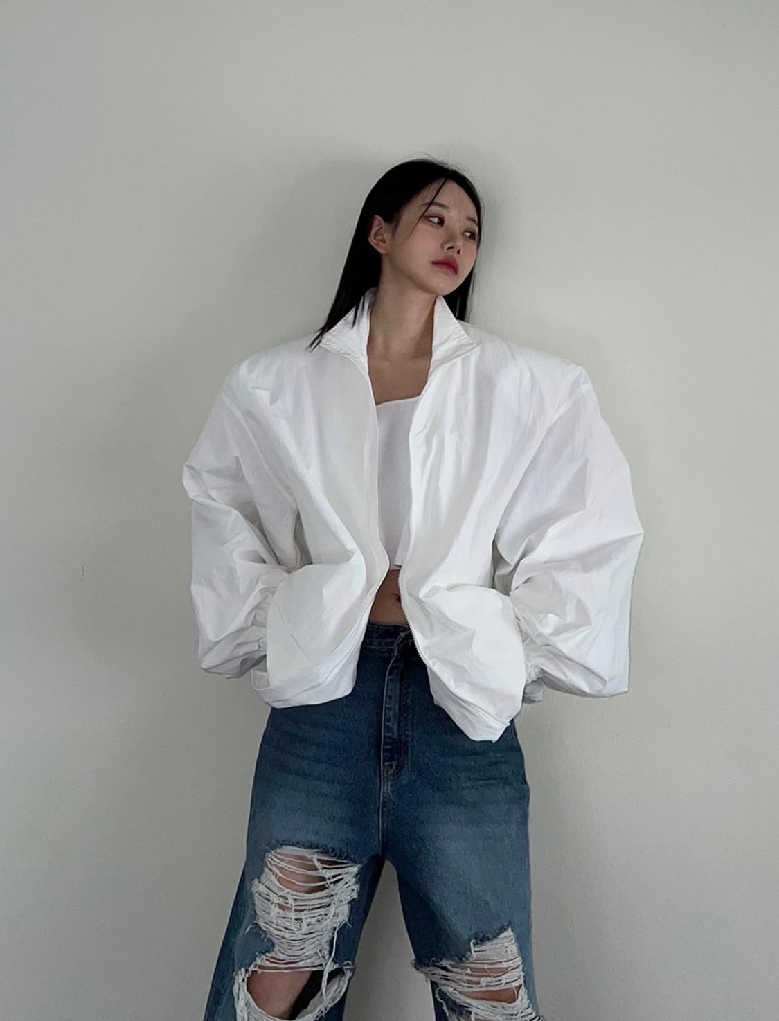 새상품) 랑거 오일러 패드 점퍼 자켓 바람막이 화이트 상품이미지1