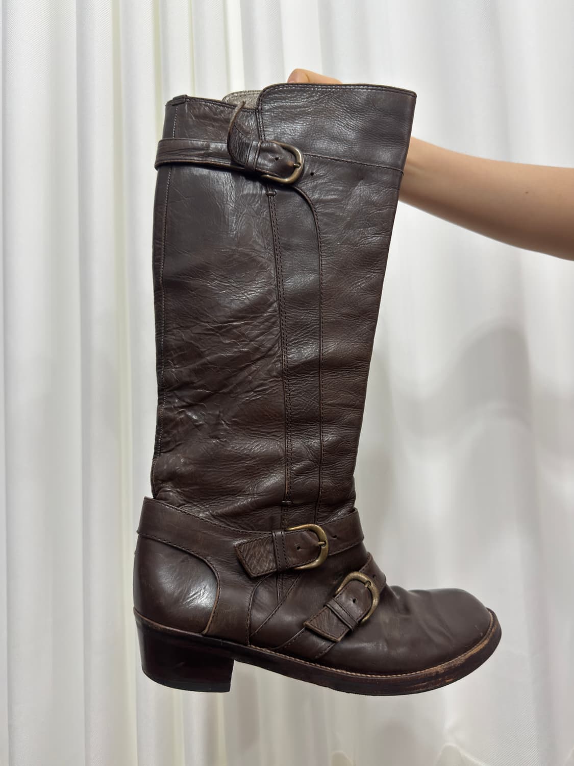 vibram brown buckle leather boots 상품이미지3