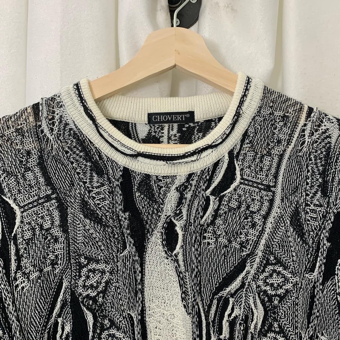 초버트 멀티컬러 케이블 패턴 하프 니트 상품이미지2