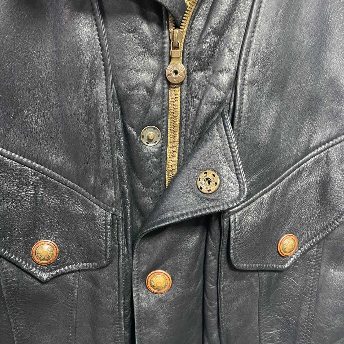 90~00s 빈티지 하이넥 바이커 레더 베스트 상품이미지6