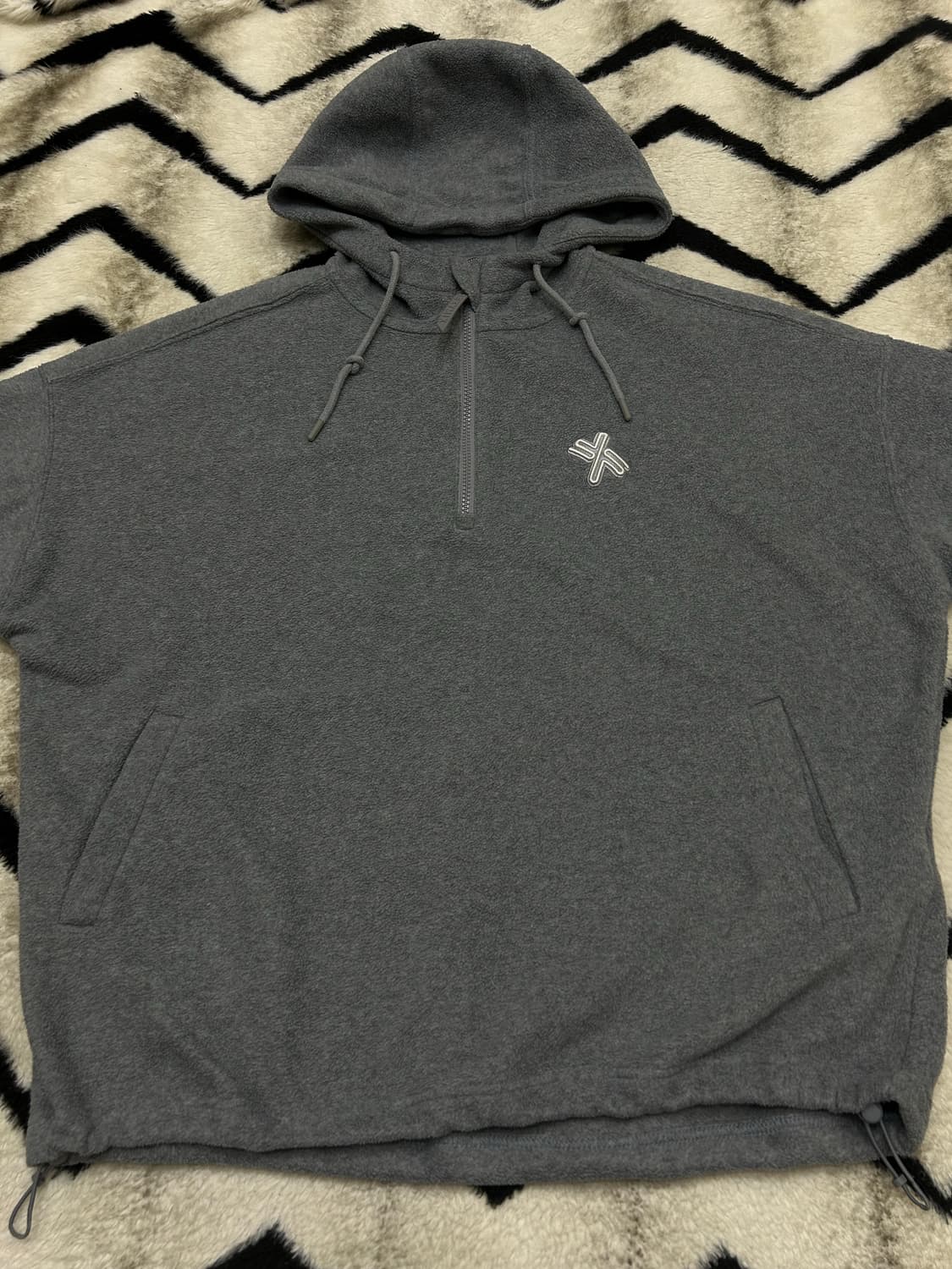 [Free]젝시믹스 오버핏 플리스 반집업 후드/그레이 상품이미지4