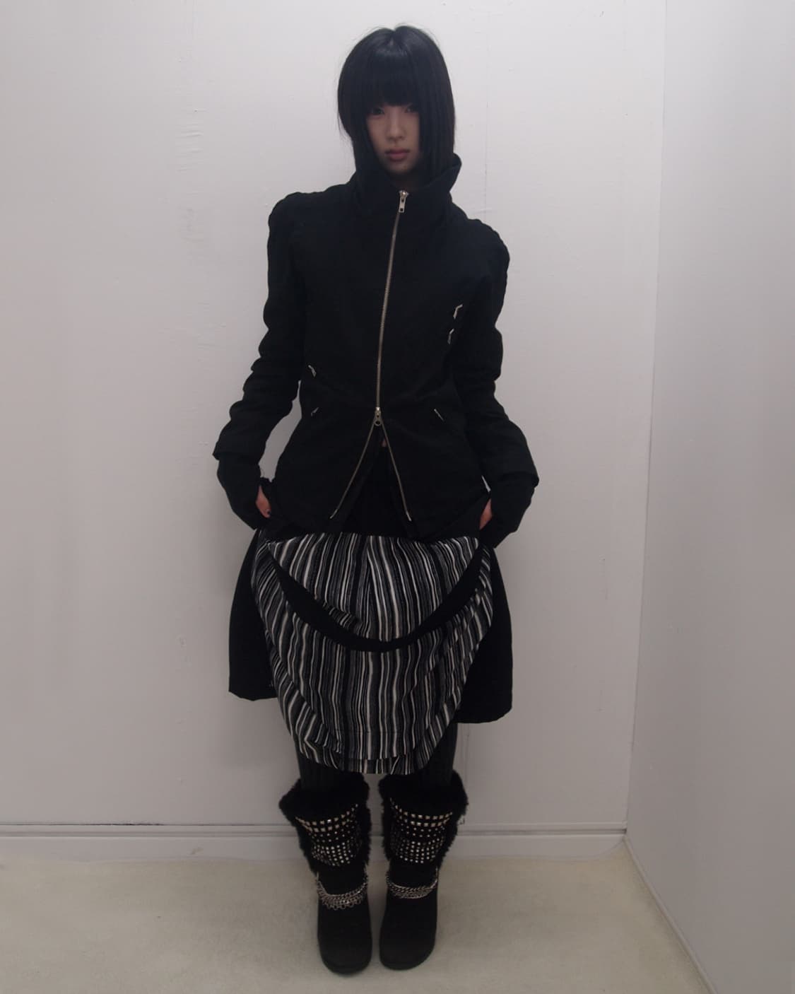 Ink stripe circle cut-out balloon skirt 상품이미지8