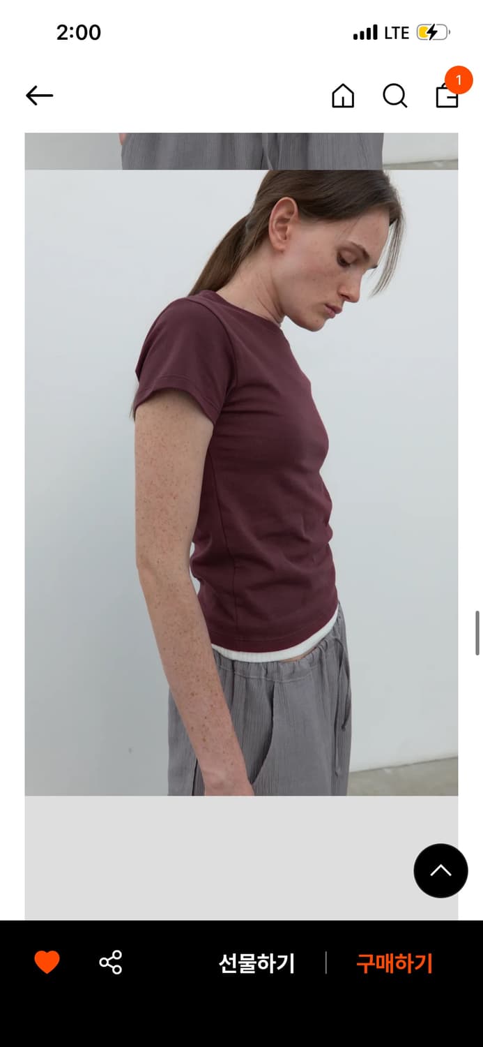 포저 버건디 반팔  상품이미지2