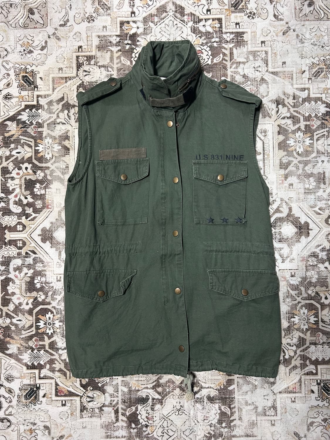 y2k military back printing detail vest 상품이미지2