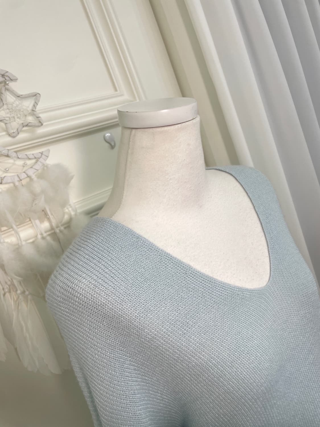 mint blue feminine v-neck knit top 상품이미지6