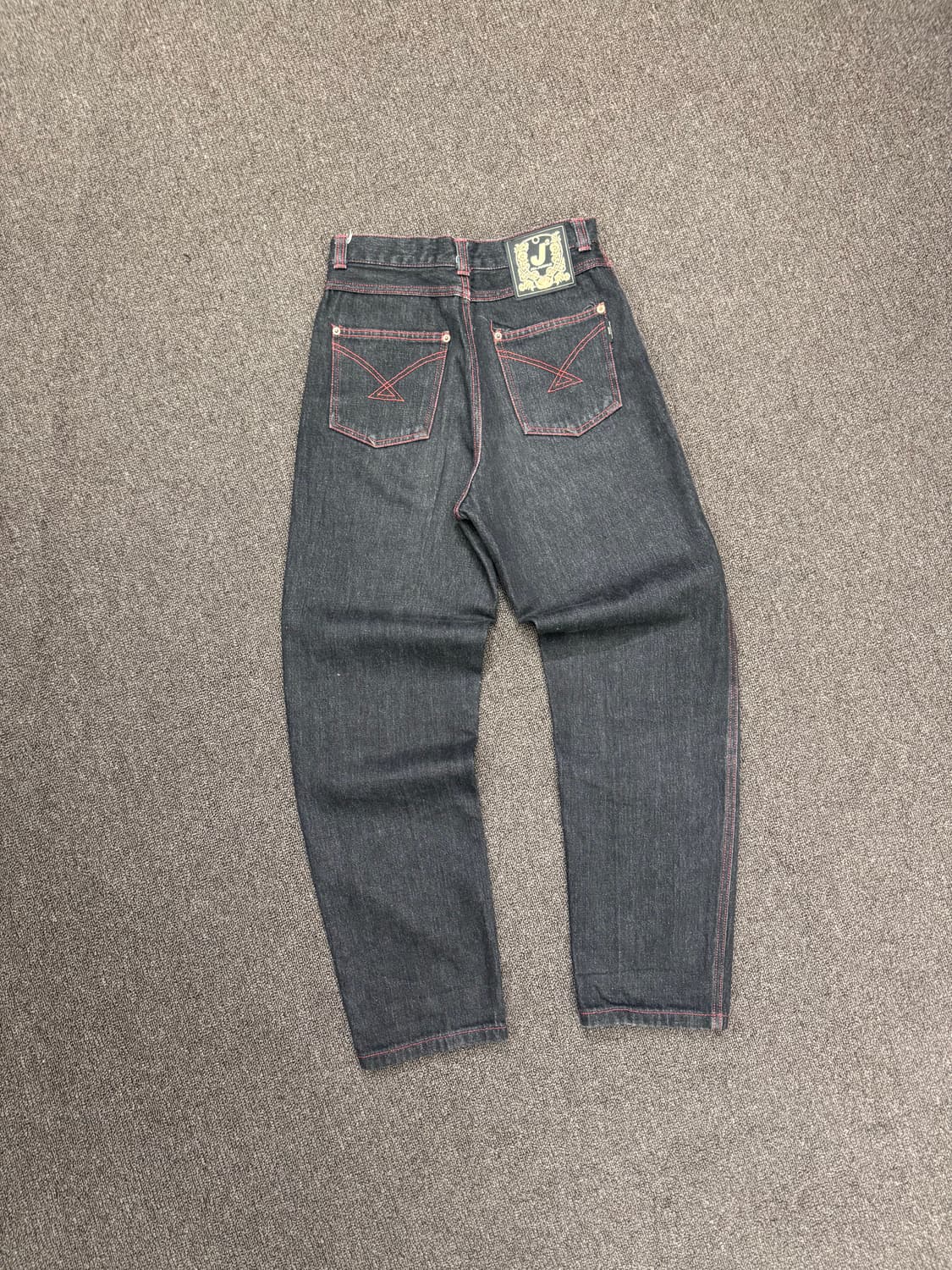 OS)Japanese vintage 레드 스티치 포인트 흑청 데님팬츠 상품이미지5