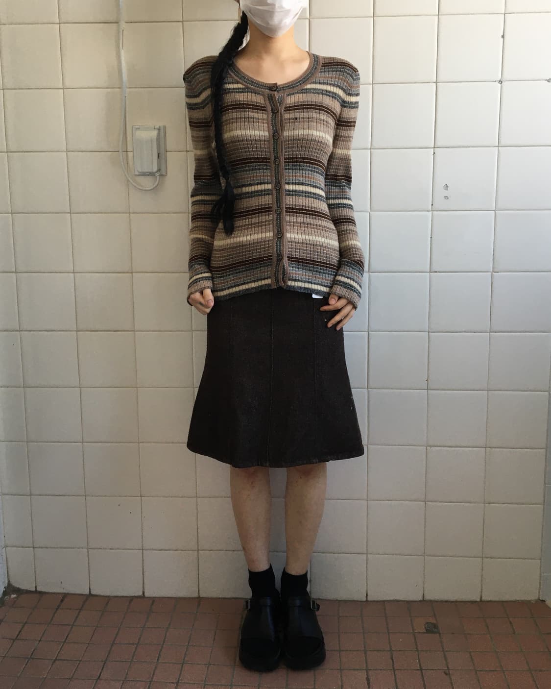 Pattern ribbed knit cardigan 상품이미지1