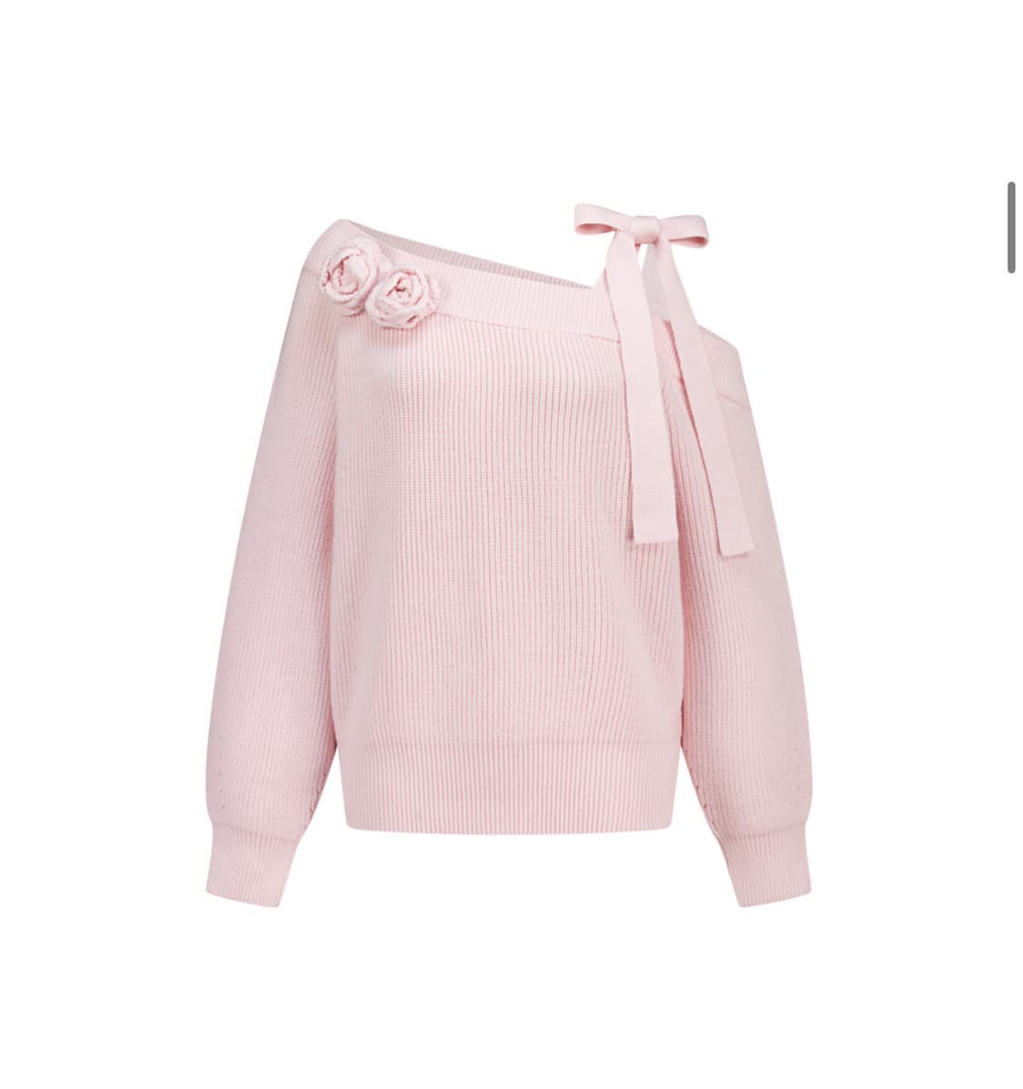 일리고 블룸 보우 오프숄더 니트 핑크 상품이미지1