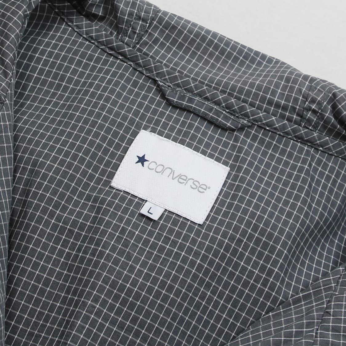 (착용컷) 컨버스 체크 반팔 후드 집업 자켓 (남성용 100) 상품이미지6