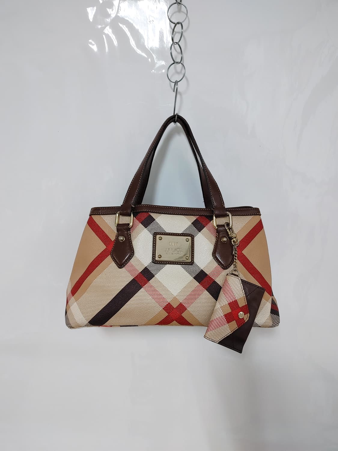 DAKS 닥스 소가죽배색 체크무늬 토트백 상품이미지1