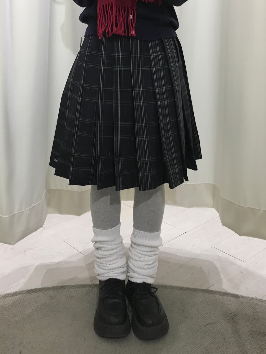 JPN 스쿨룩 체크 미디 스커트 상품이미지8