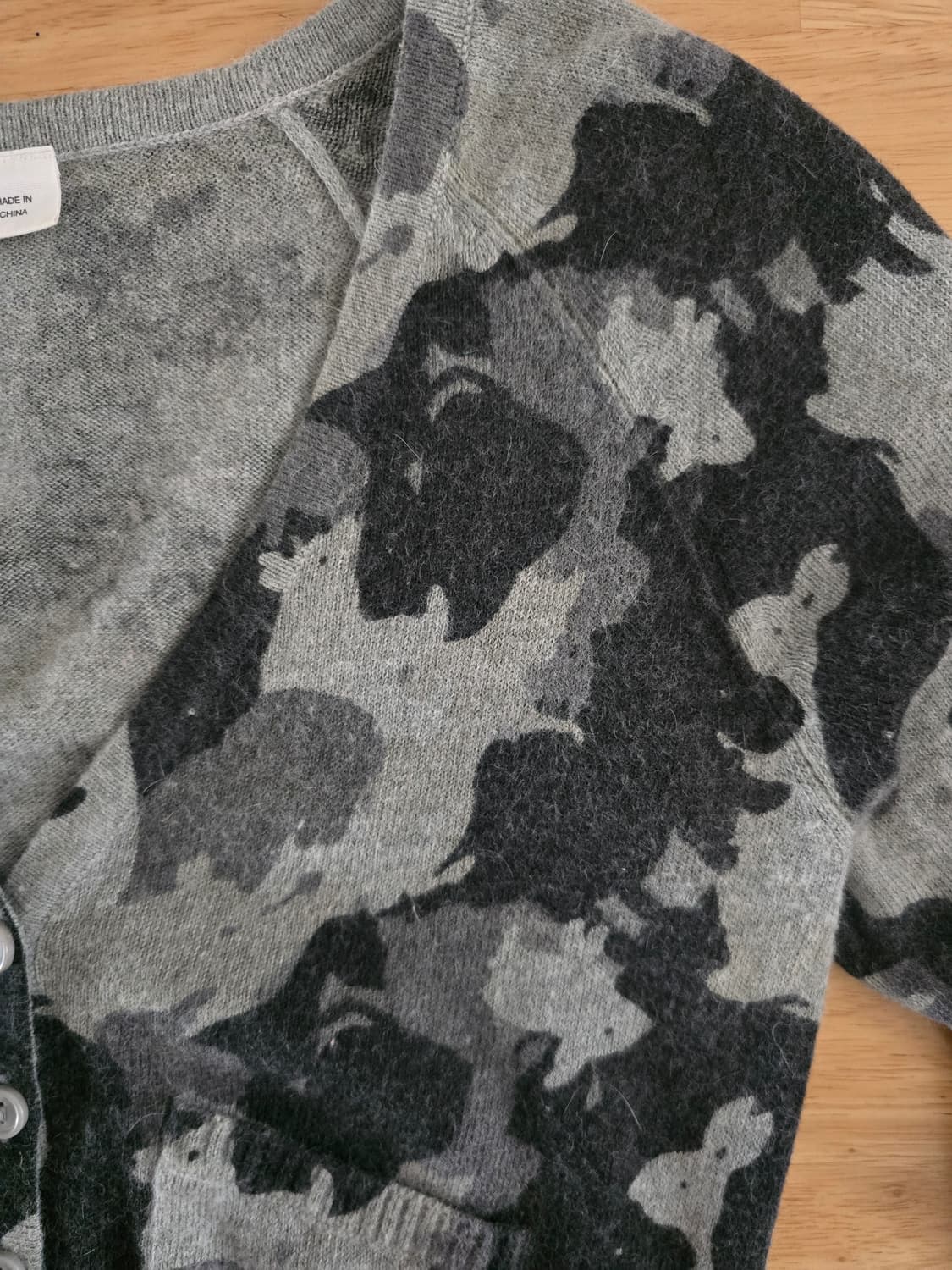 y2k 카무플라주 앙고라 크롭 카디건(H&m빈티지) 상품이미지5