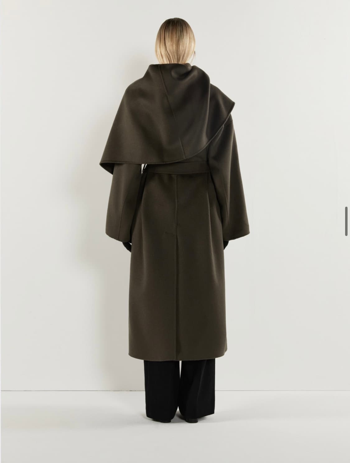 리디피 울 100 드레이프 숄 칼라 롱코트 카키 상품이미지4