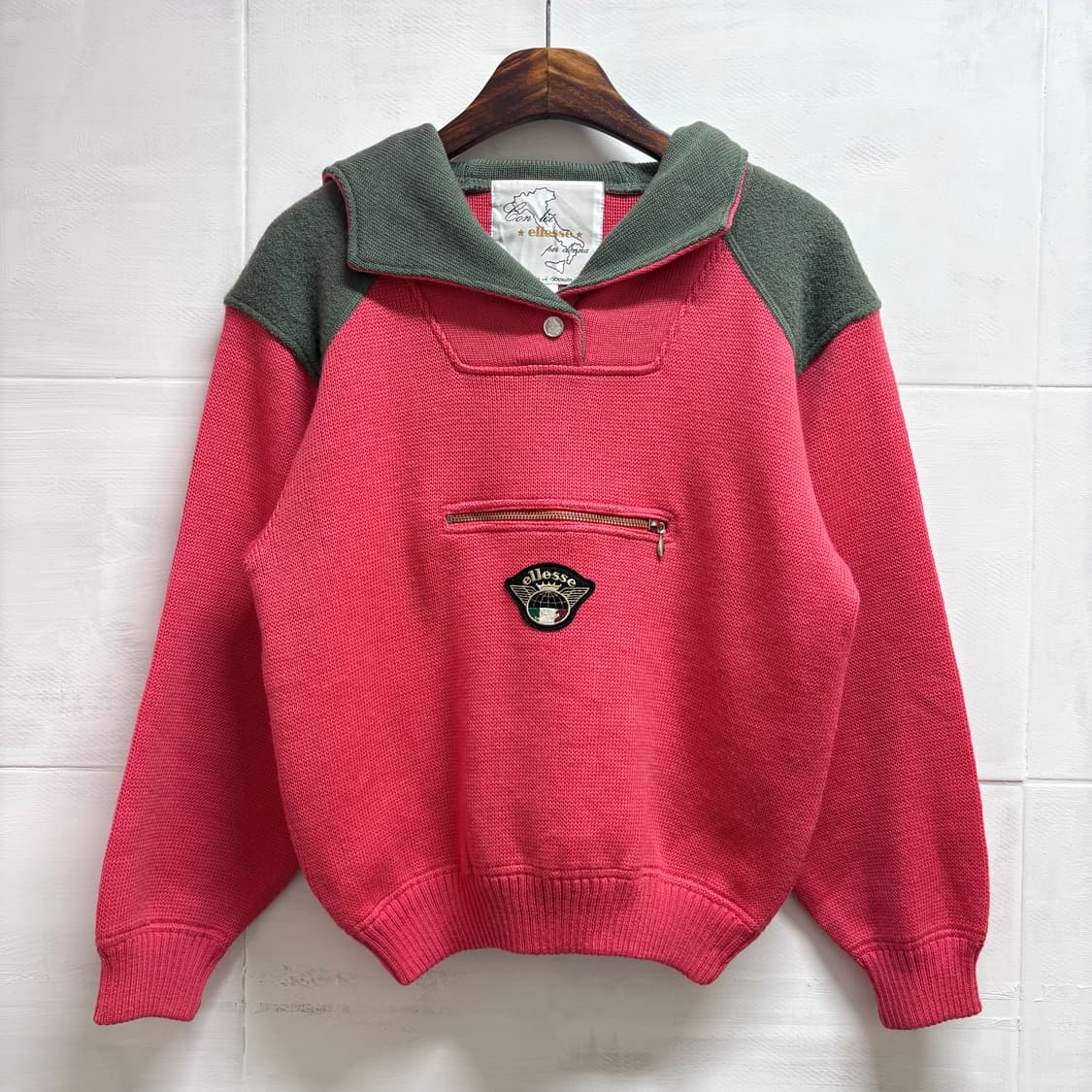 90's ellesse 엘레쎄 by goldwin 핑크 후드 아노락 스웻 상품이미지1