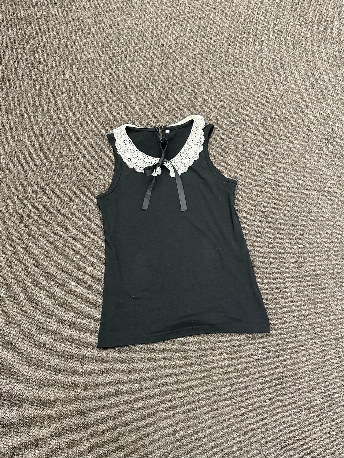 L)Japanese vintage 여성 레이스 리본 디테일 블랙 나시  상품이미지2