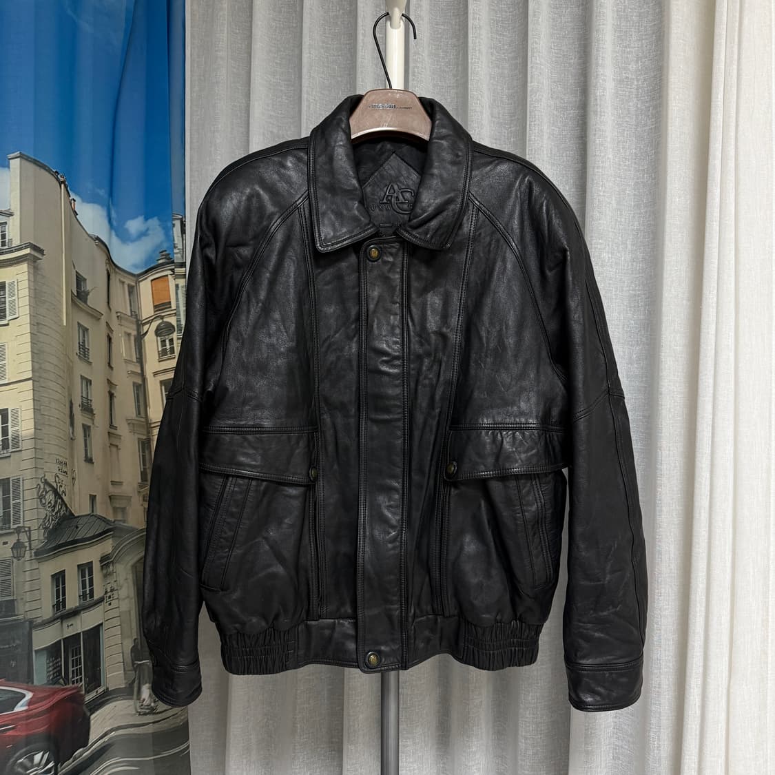 90’s 일본 빈티지 ASUKA COMO 가죽 자켓 블루종 상품이미지1