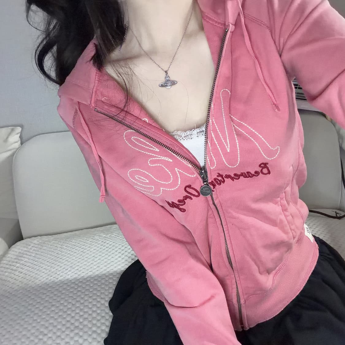 나이키 핫핑크 자수 슬림핏 후드집업 s 상품이미지4