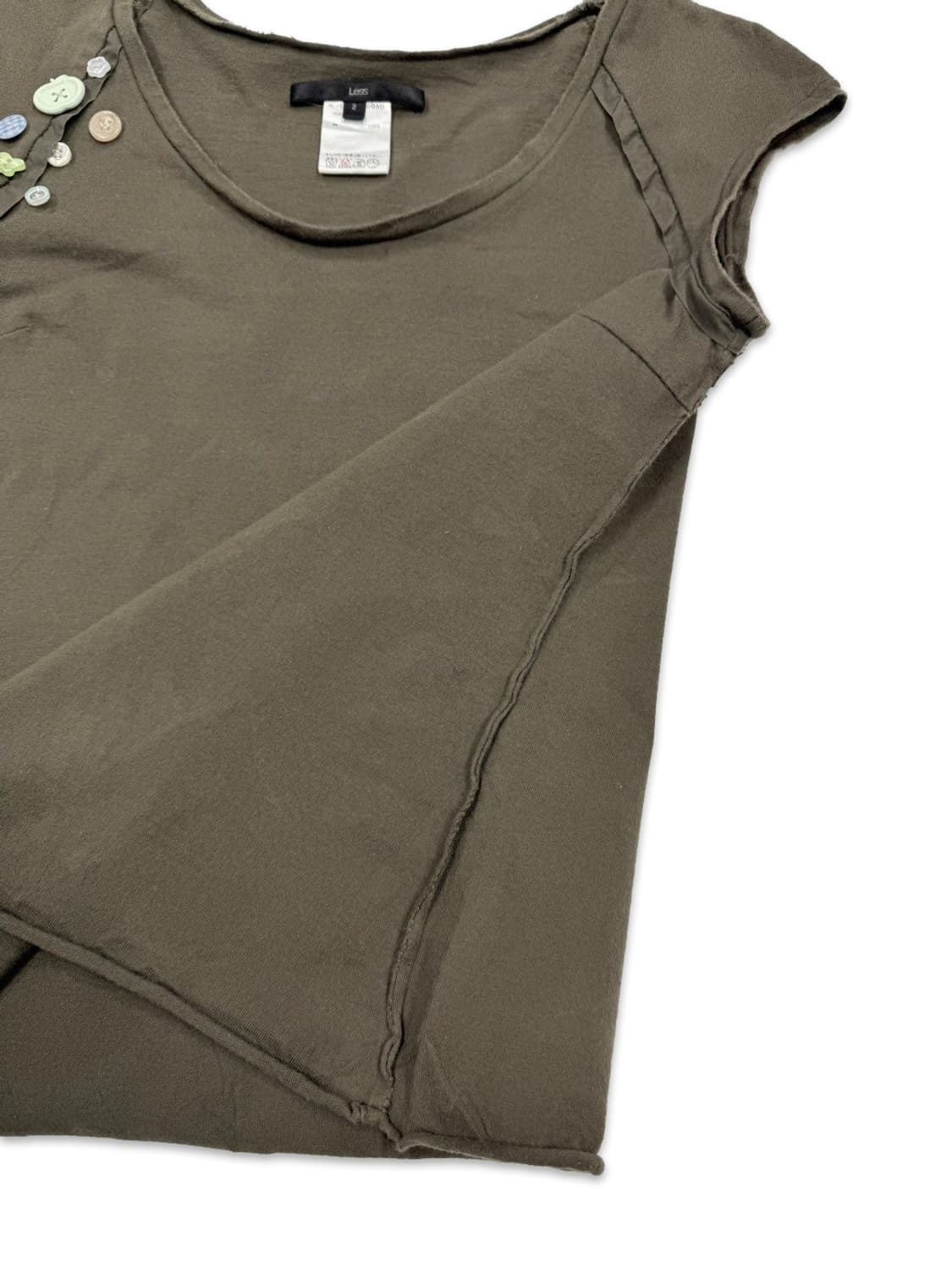 빈티지 카키 포인트 단추 레이어드 슬리브리스 상품이미지4