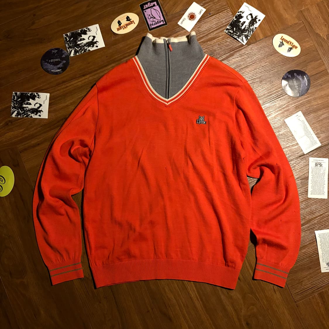 LYNX layered knit zip-up sweater 상품이미지1