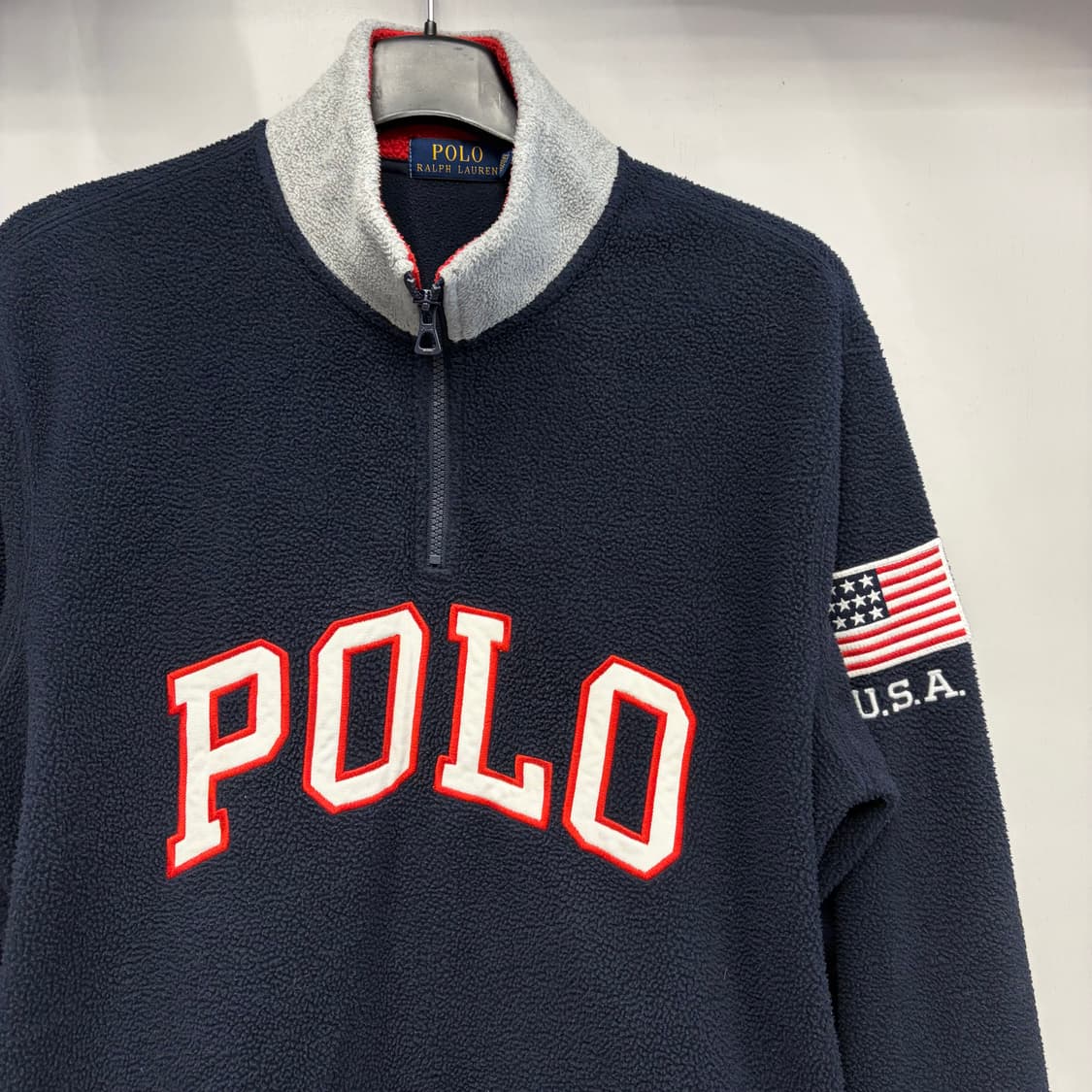 폴로 랄프로렌 빅 아치 로고 성조기 USA 하프 플리스 자켓 M 상품이미지2