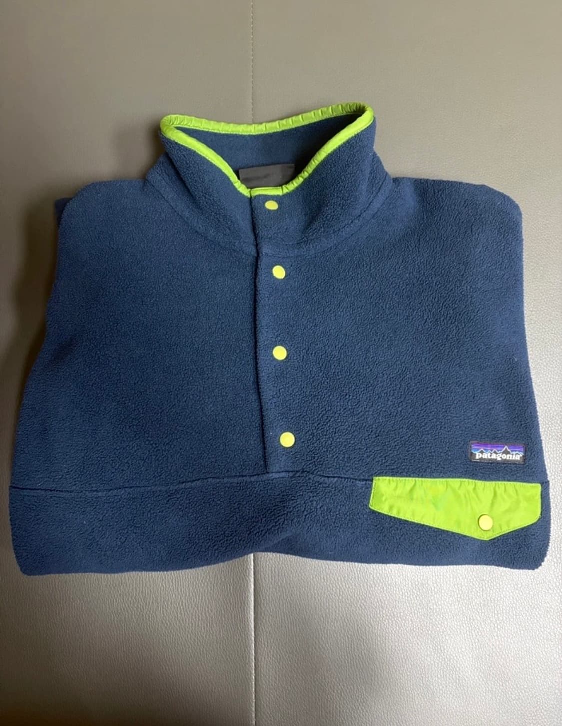 파타고니아 스냅 90s 네이비, 라임 L 상품이미지1