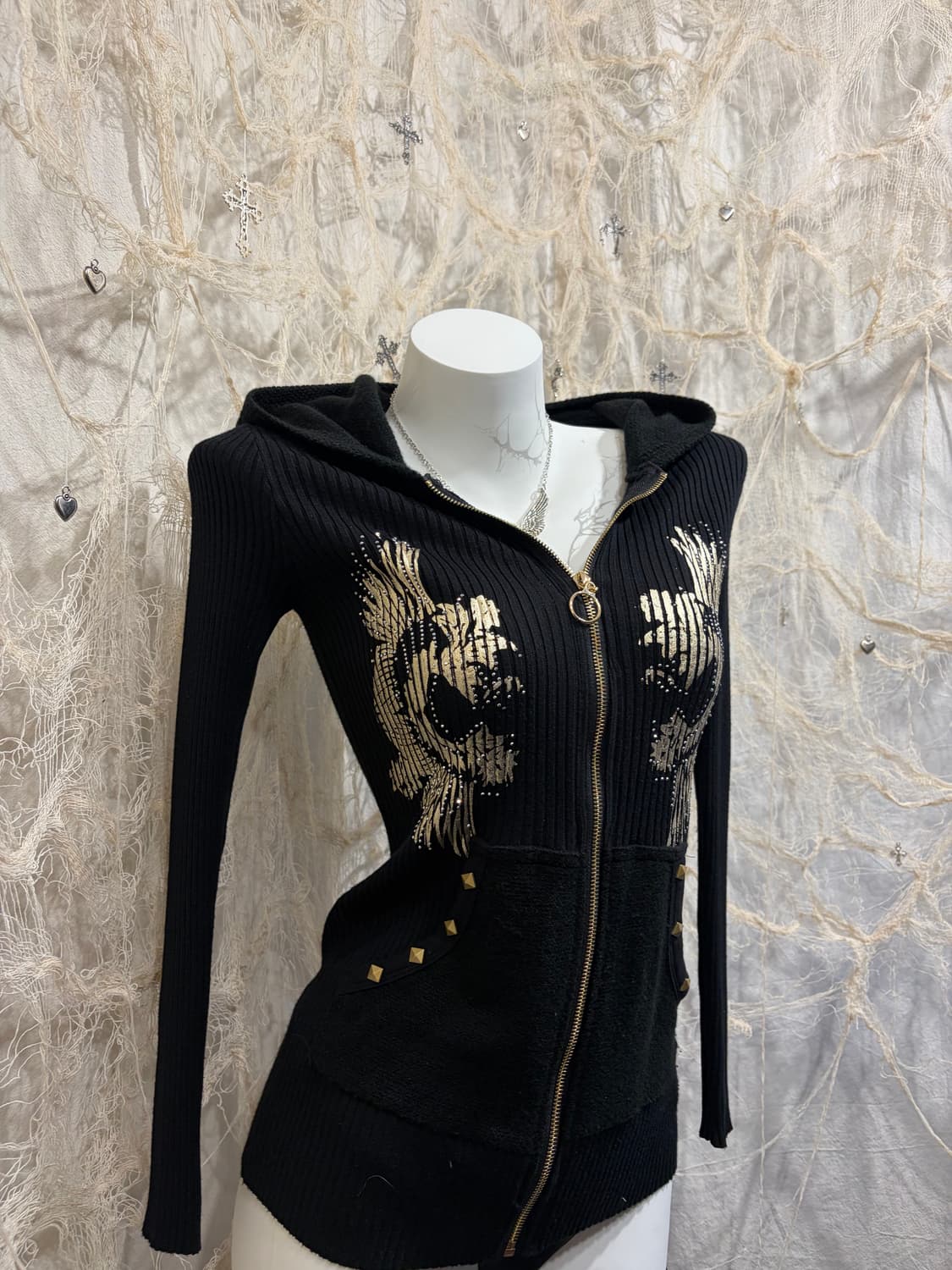 Y2K Gothic Oriental cubic hoodie zip up 상품이미지7