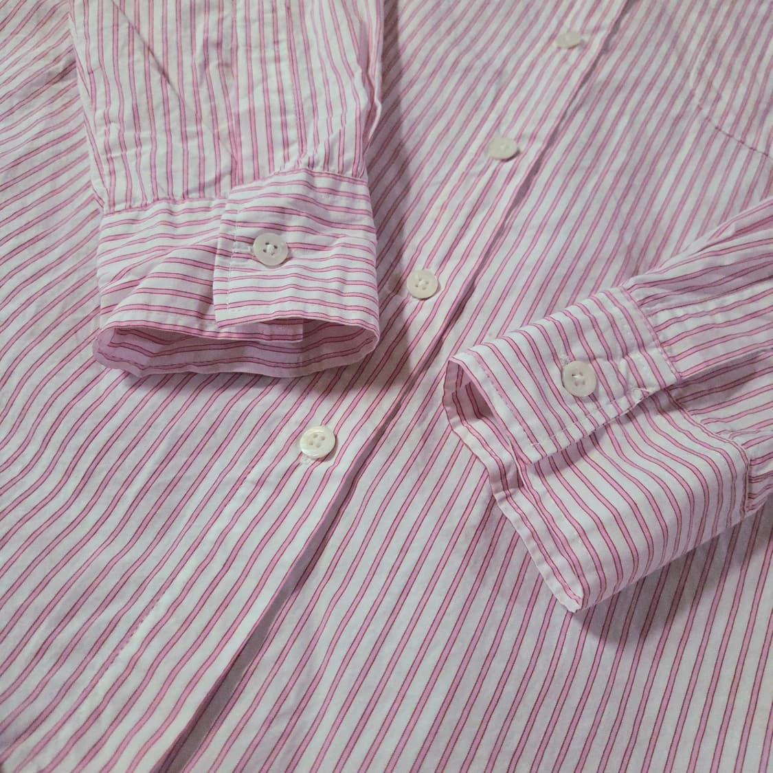 ronron 론론 라운드 카라 포켓 셔츠 핑크스트라이프 상품이미지10