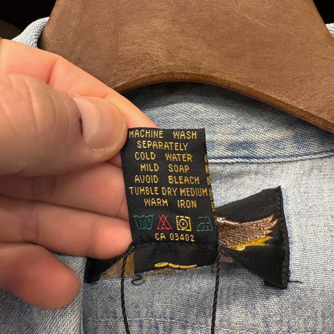 90s 할리데이비슨 클래식 워크 데님셔츠 레터링 패치포켓 N735 상품이미지7