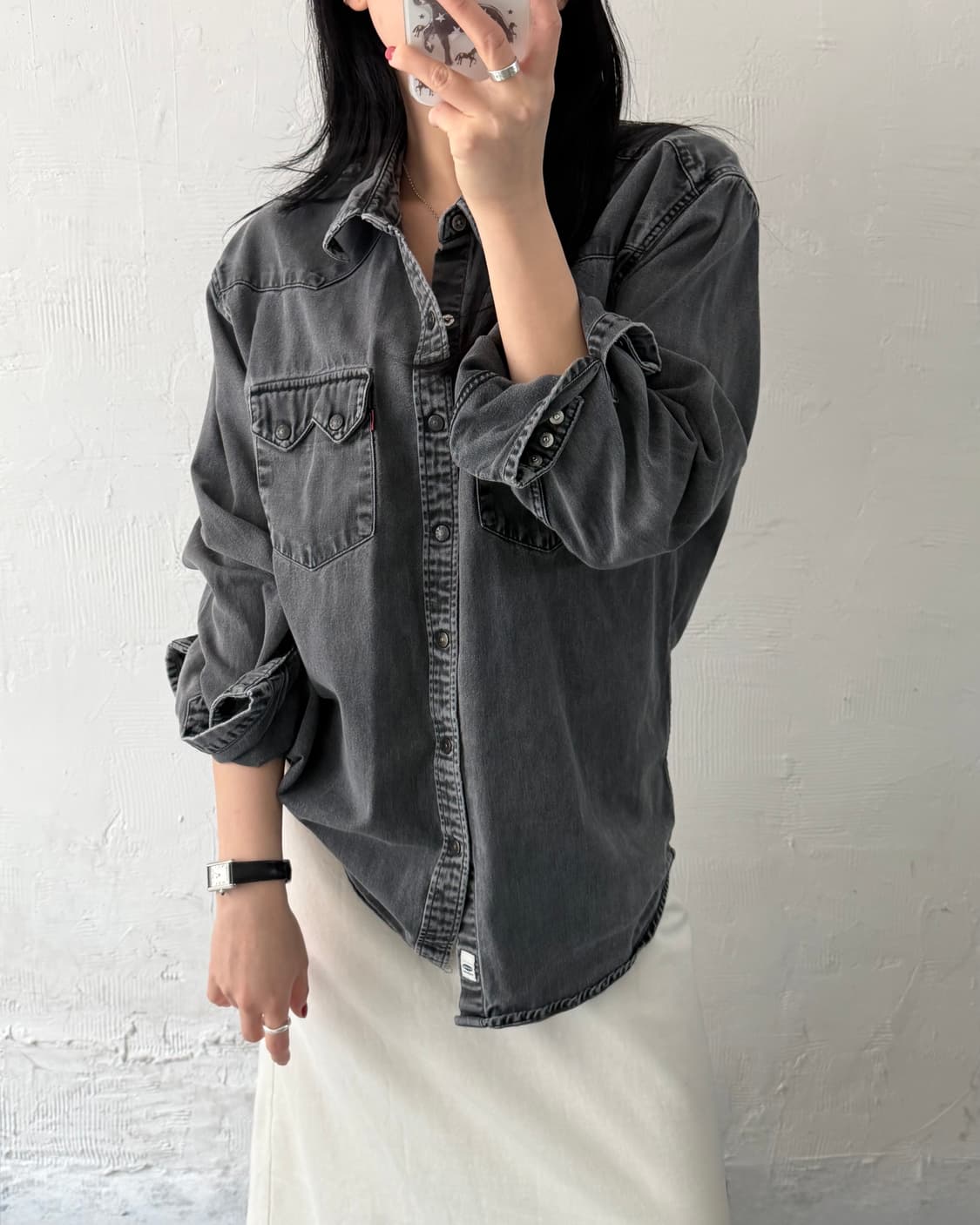 Levi‘s 리바이스 샌프란시스코 흑청 투포켓 스냅버튼 웨스턴 셔츠 상품이미지1