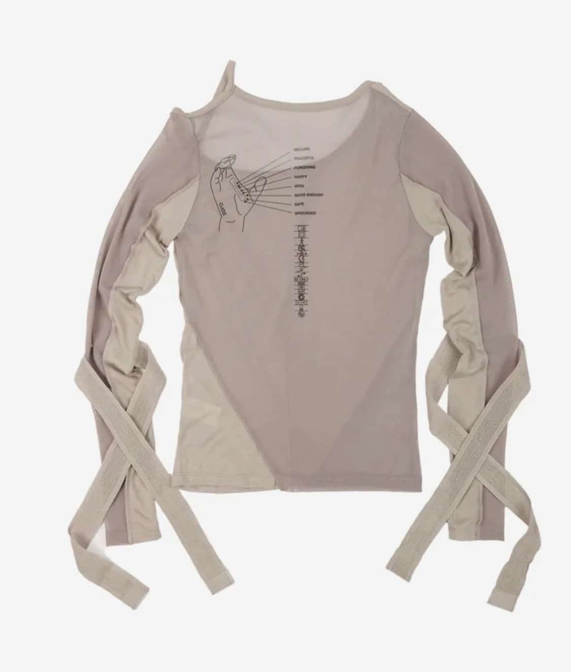 오호스 bandage mesh 밴디지 메쉬 티셔츠 브라운  상품이미지2