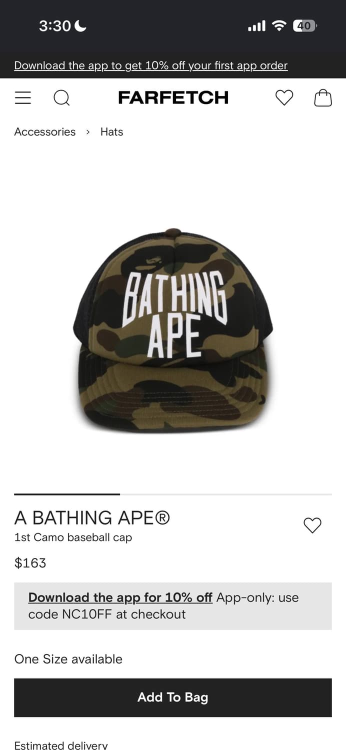 A BATHING APE 1st 카모 볼캡 베이프 상품이미지1