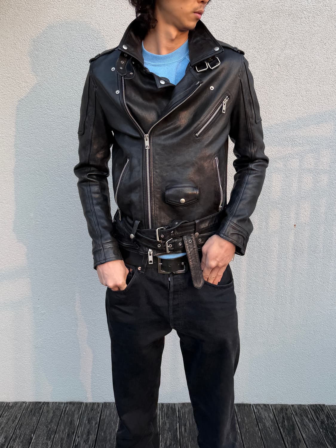 Vtg 바이커 레더 자켓 상품이미지1