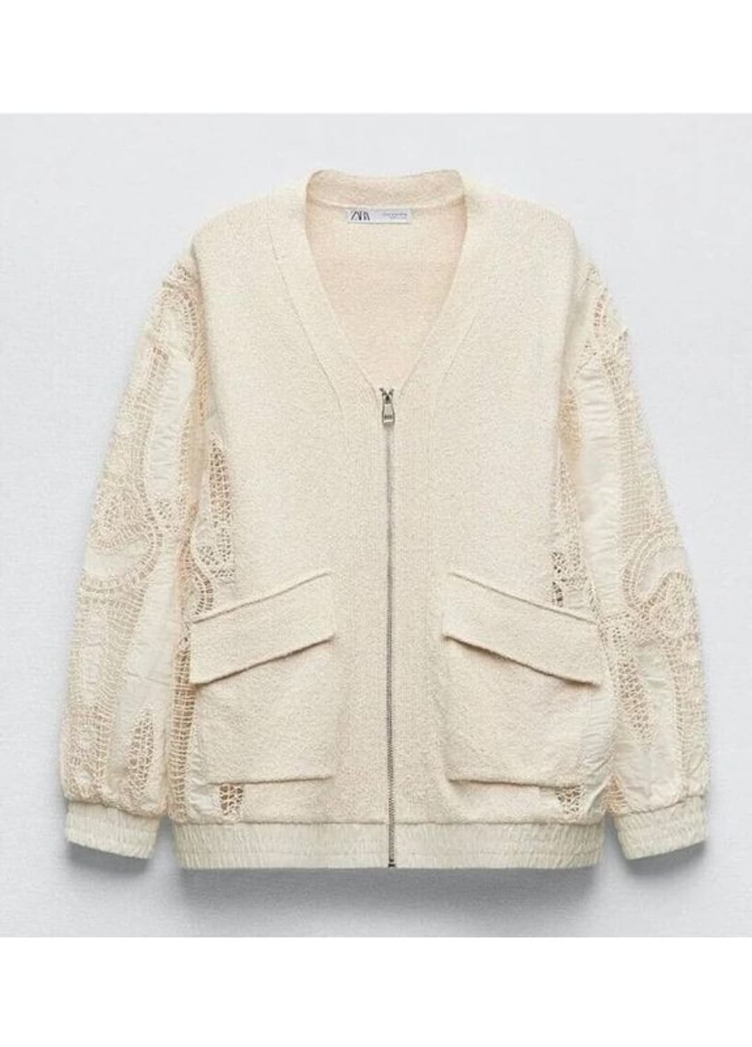 ZARA 자라 크로셰 니트 집업 가디건 자켓 아이보리 M 상품이미지7