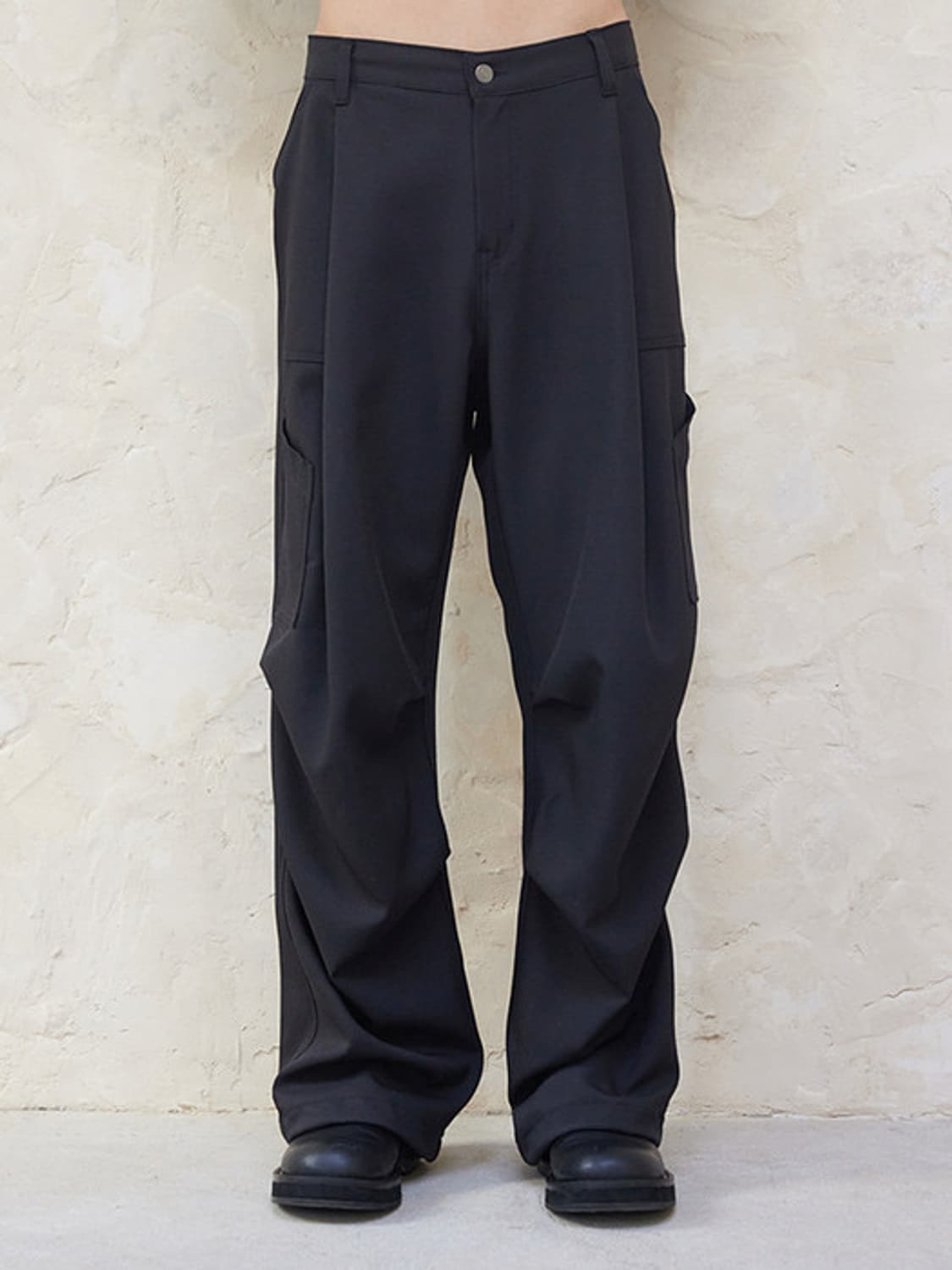비긴202 One Tuck Wide Baker Pants Black 상품이미지2