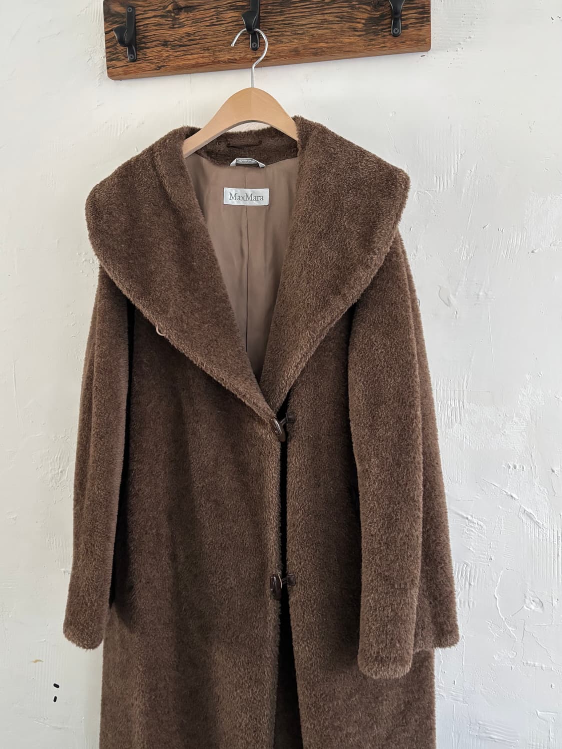 Max Mara 막스 마라 브라운 알파카 시어링 더플 롱코트 상품이미지1