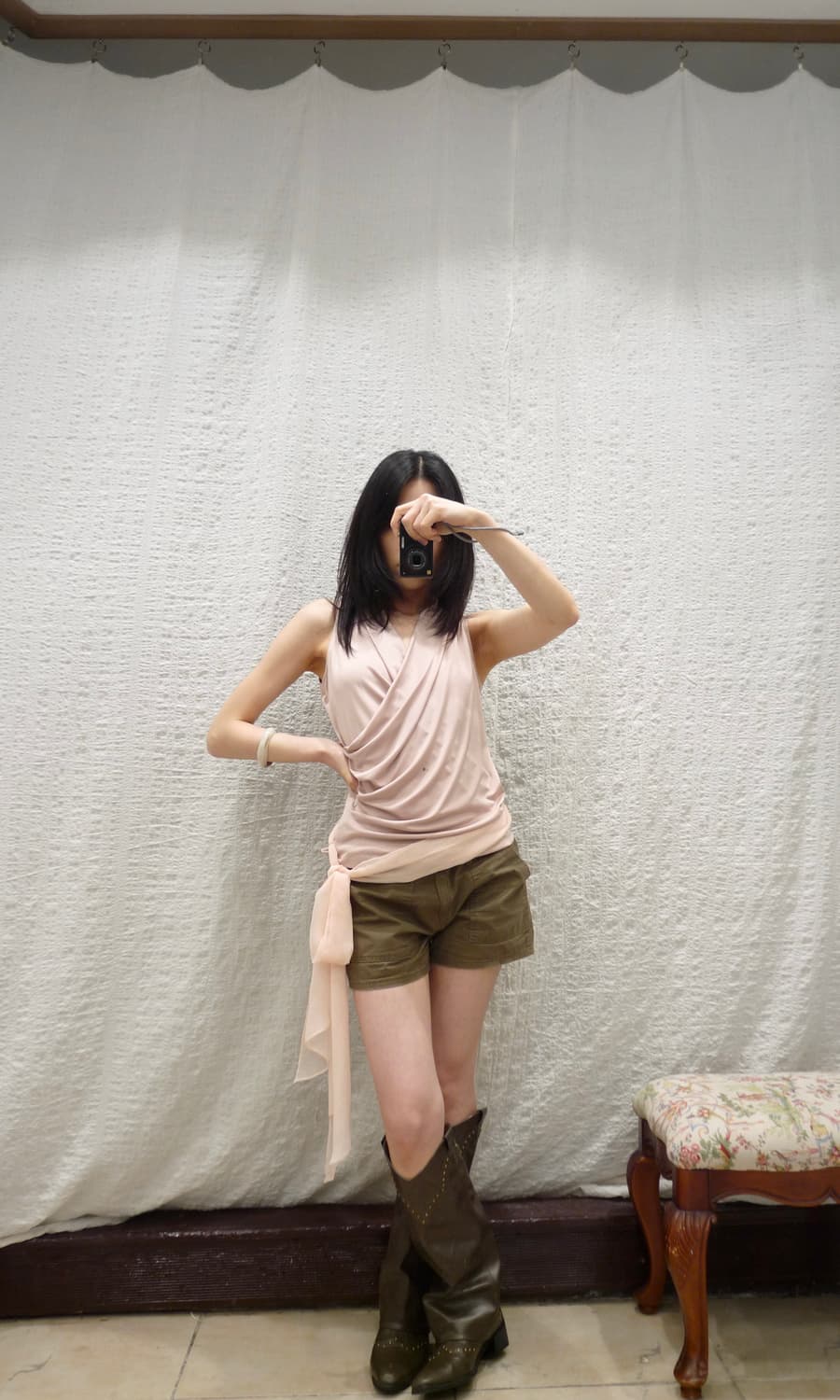 Muted pink drape sleeveless 상품이미지1