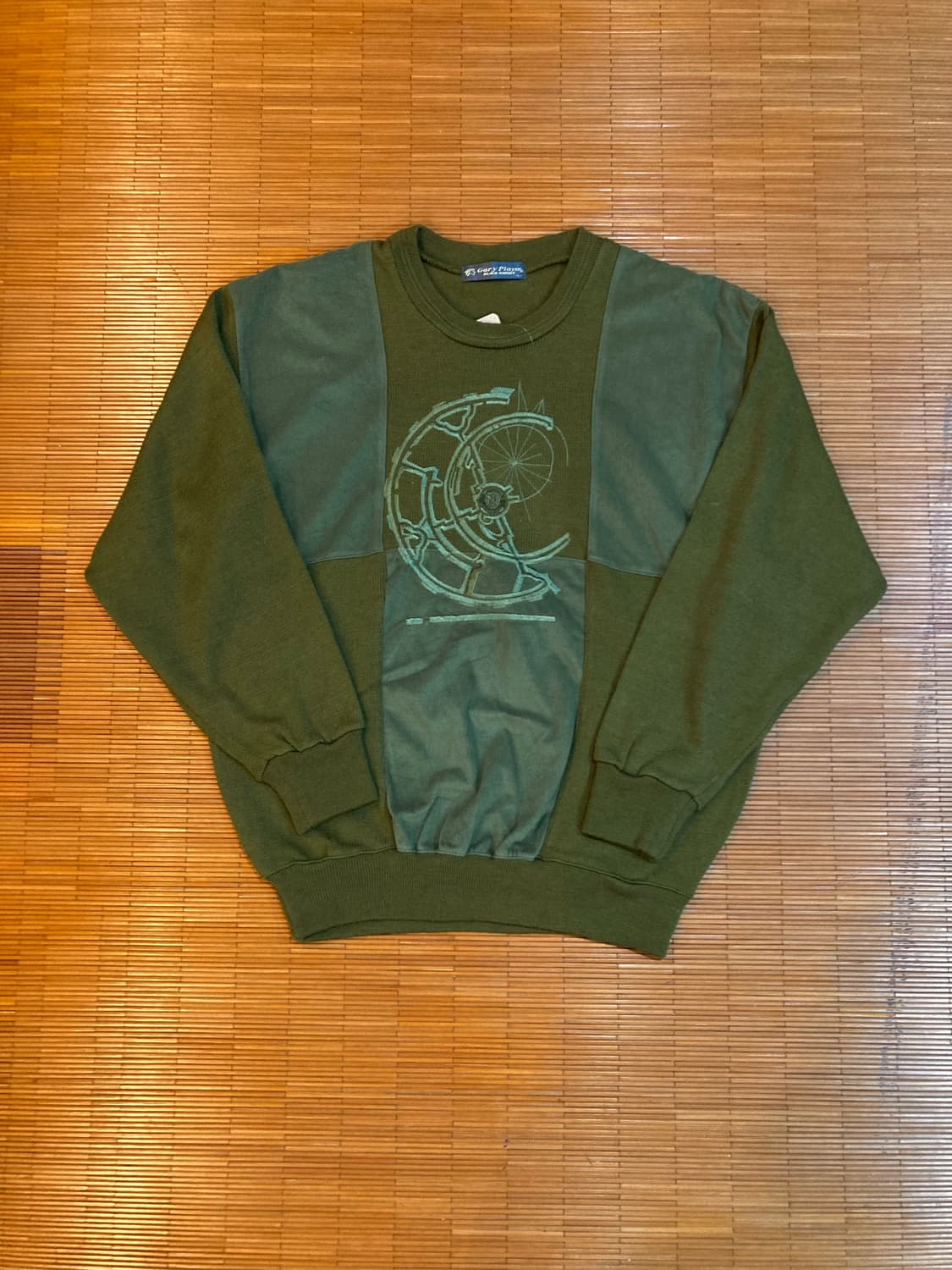 JPN vtg 니트 벨벳 블럭 탑 상품이미지1