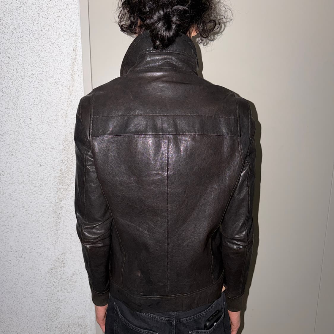 하이넥 슬림 레더 자켓 상품이미지3