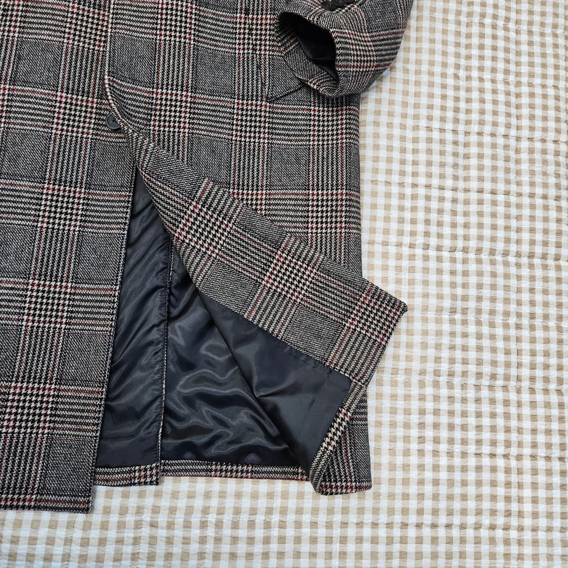 커스텀멜로우 롱 체크 코트 난자100 상품이미지5