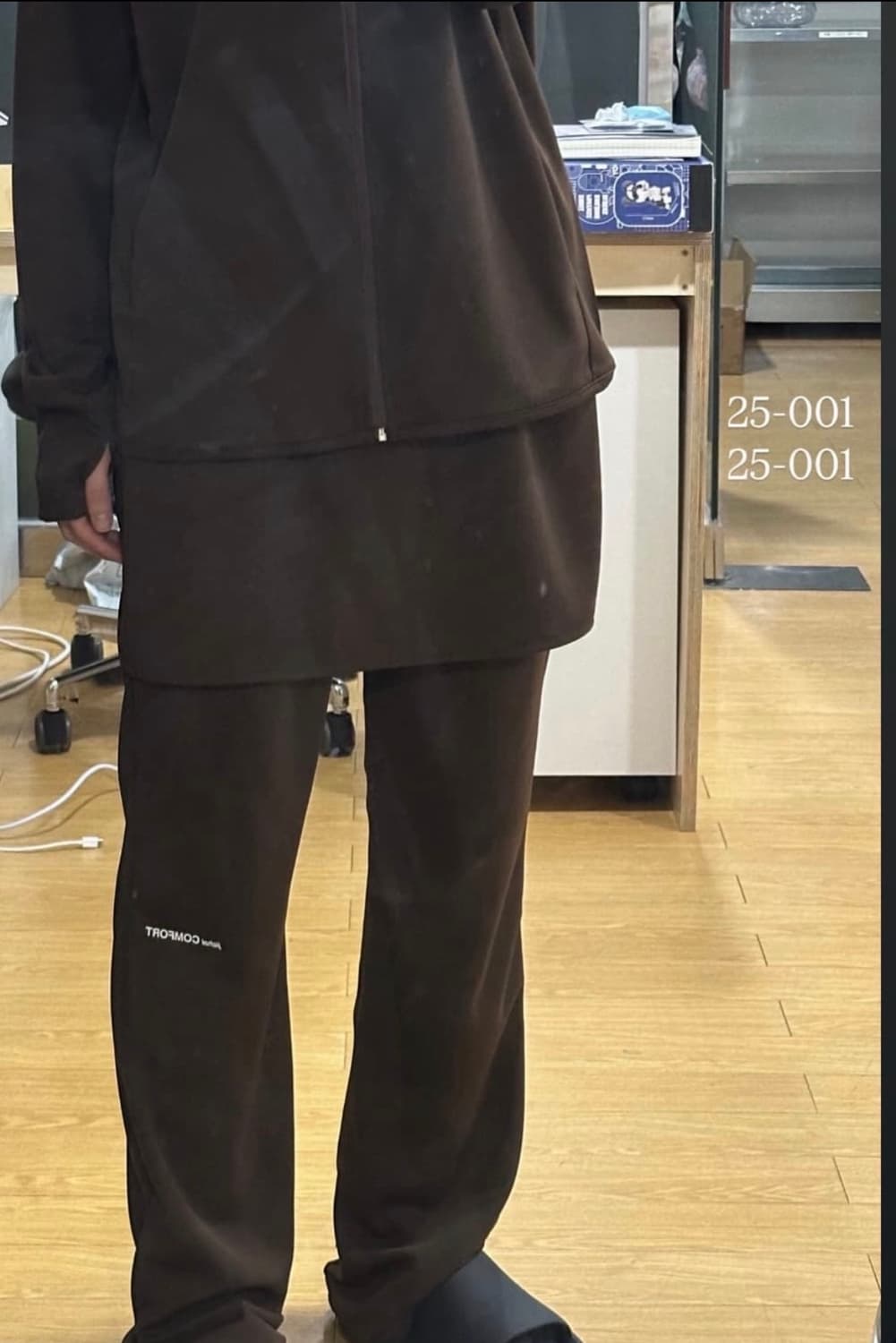 지초이 컴포트 25-001 layered pants 브라운 상품이미지1