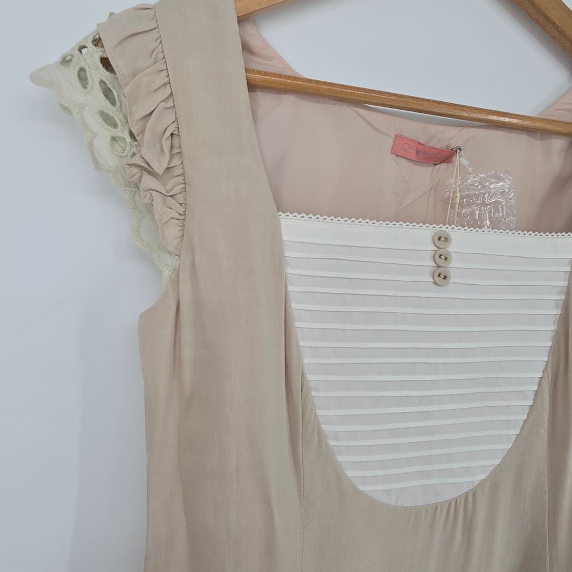 일본 빈티지 프리미엄 레이어드 플레어 베이지 원피스 상품이미지4