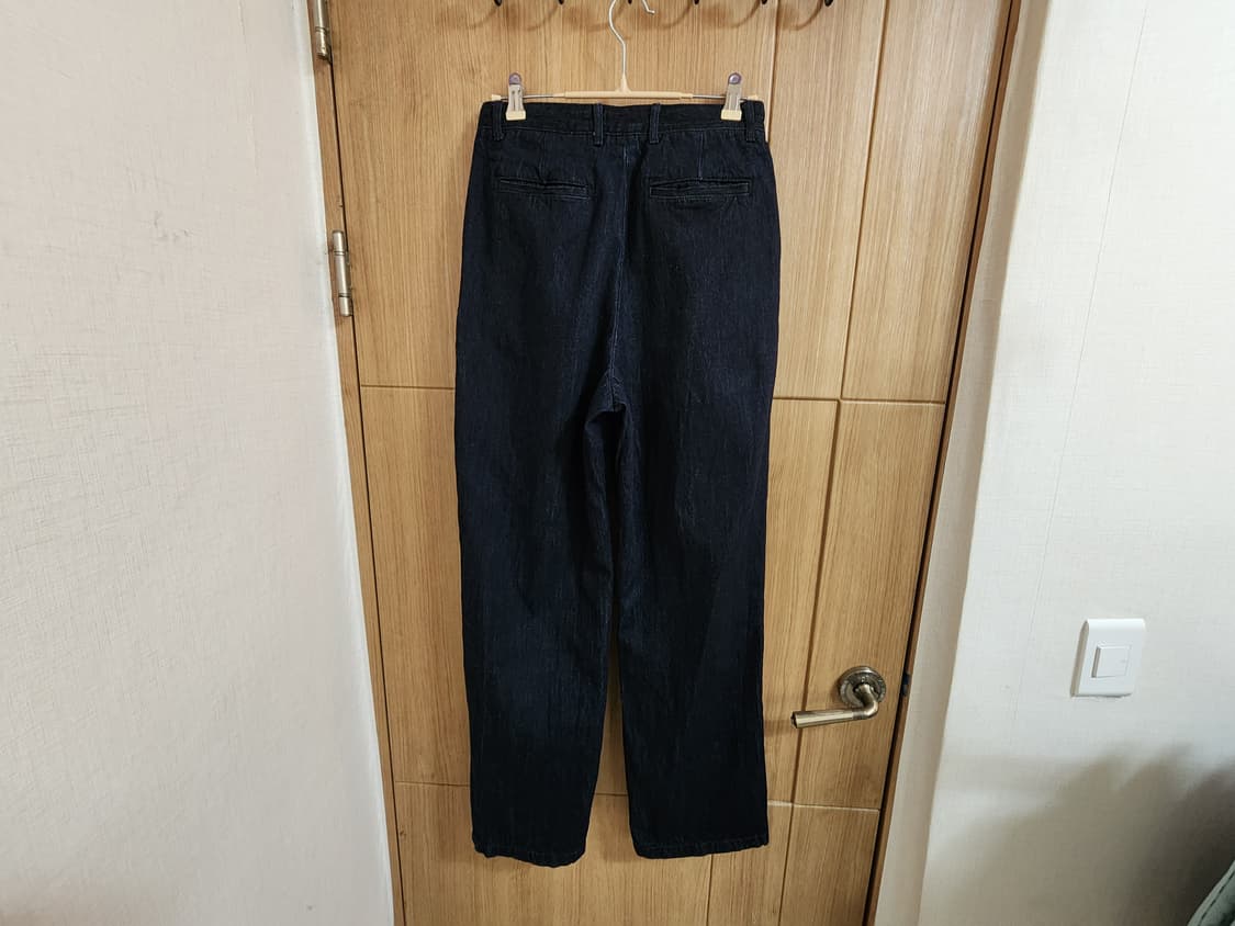 (26)무신사 원 턱 와이드 데님 슬랙스 팬츠 딥인디고 상품이미지4