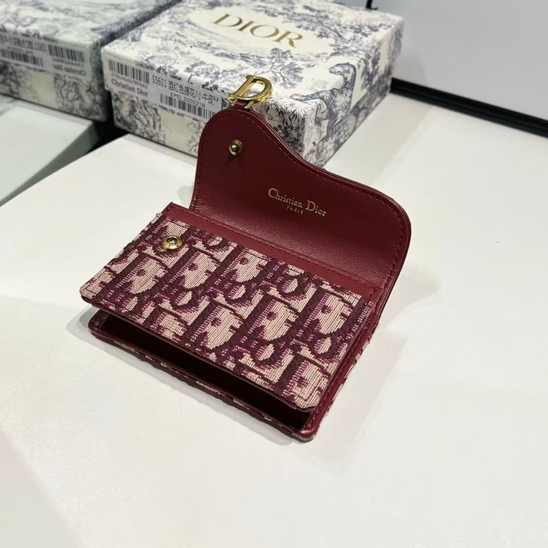디올 새들 플랩 카드 홀더 그레이 디올 오블리크 자카드   상품이미지3