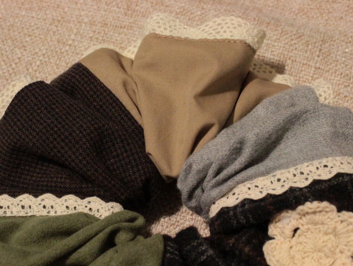 핸드메이드 빈티지 업사이클링 패치워크 스크런치 상품이미지5