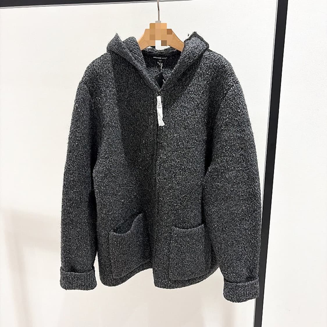 (정품/새상품) 제임스 펄스 남성 차콜 청키 후드 집업 니트 가디건 상품이미지1