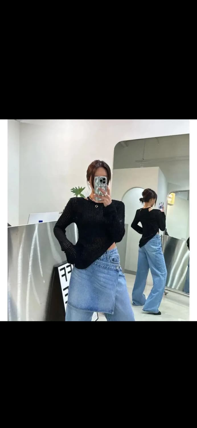 언발 시스루 트임 니트 상품이미지3