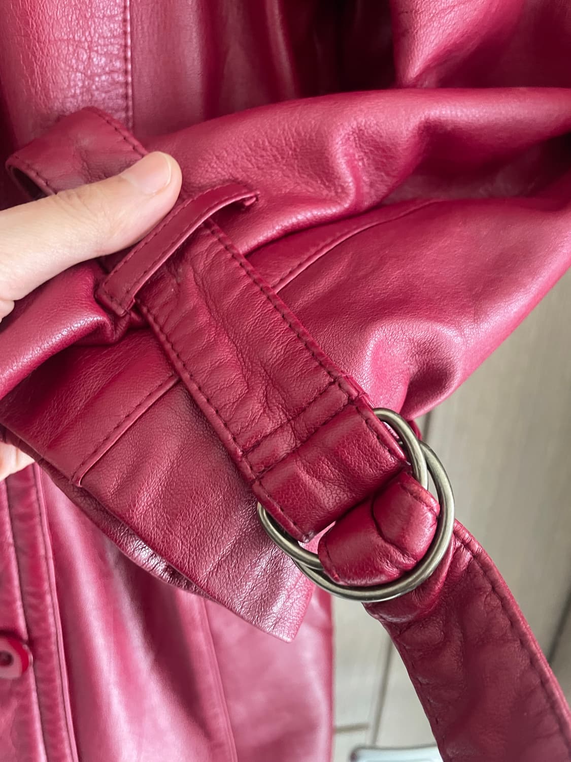 레드 버건디 made in HK 레더 하프 가죽자켓 상품이미지3